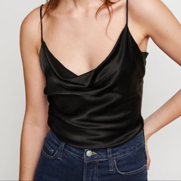 black satin top zara